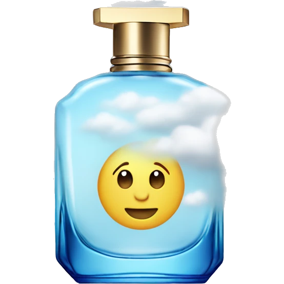 blue sky perfume bottle with large white cloud display emoji