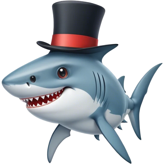 Shark with a top hat emoji