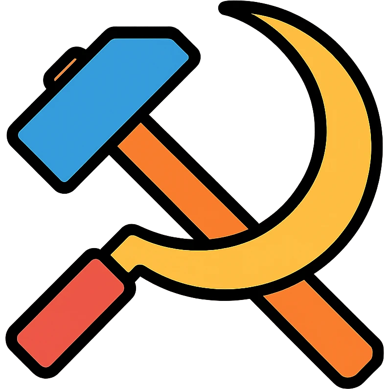 A hammer and sickle tool symbol with the hammer and sickle crossed emoji