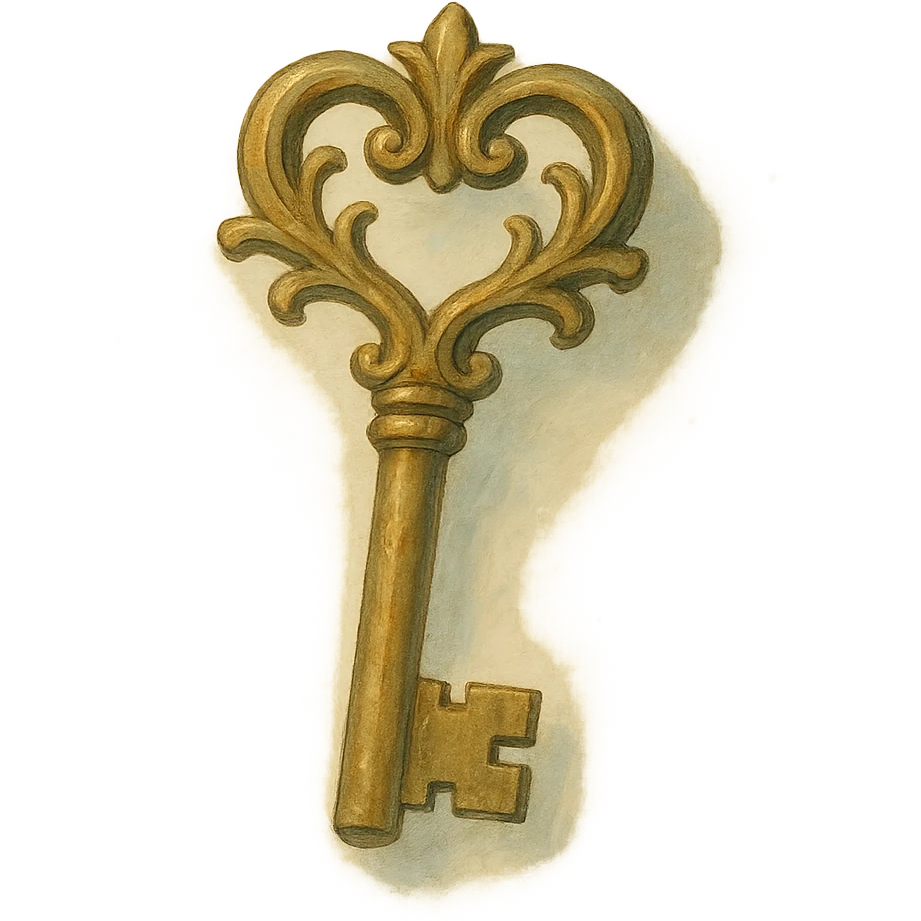 realistic fantasy key, natural colors, soft, fairy-like atmosphere, no background, square size emoji