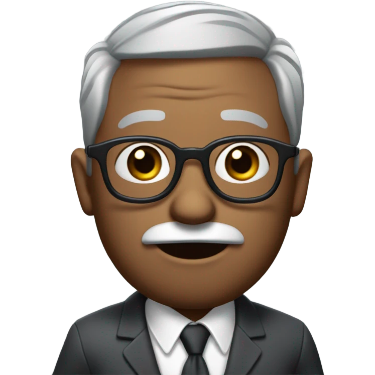 berry sanders with small round face and suit and glasses and buzz cut and small black eyes and small gray beard and small black eyes and wrinkled forehead emoji