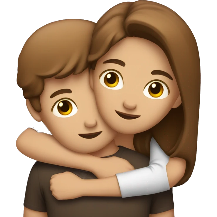 Hugging couple with brown hair  emoji