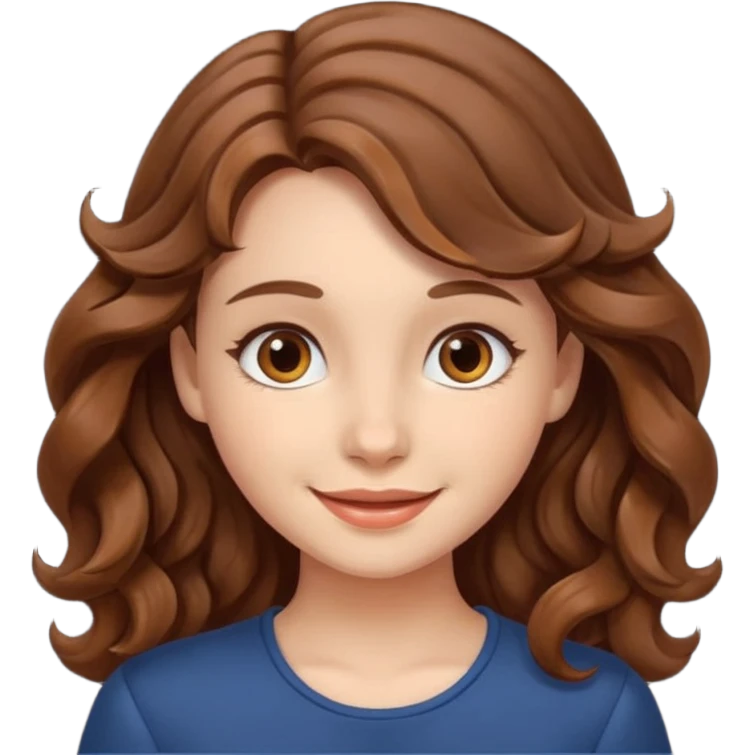chica con cabello ondulado castaño emoji
