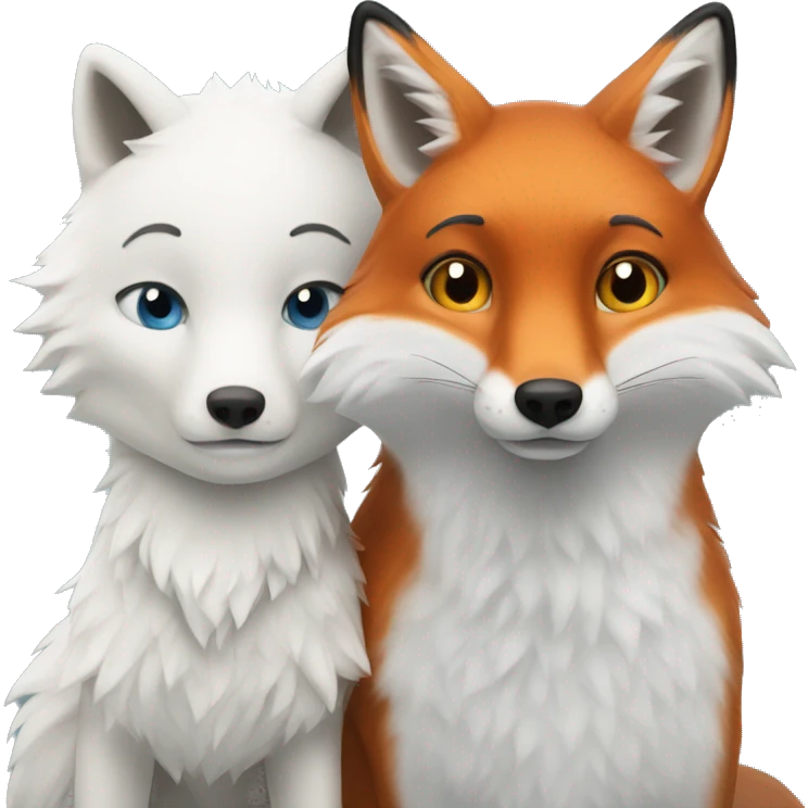 A red fox and a snowy arctic fox emoji