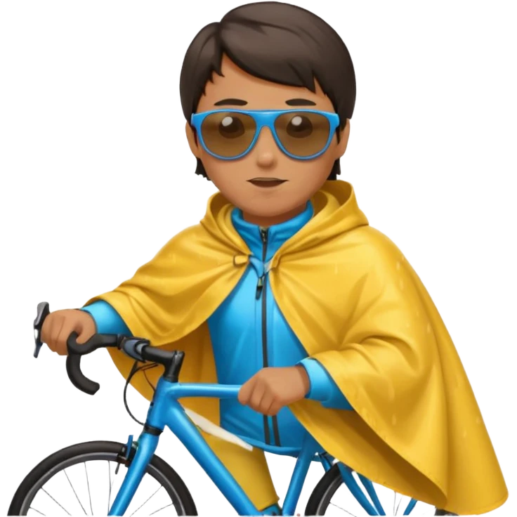 Cyclist with rain poncho emoji