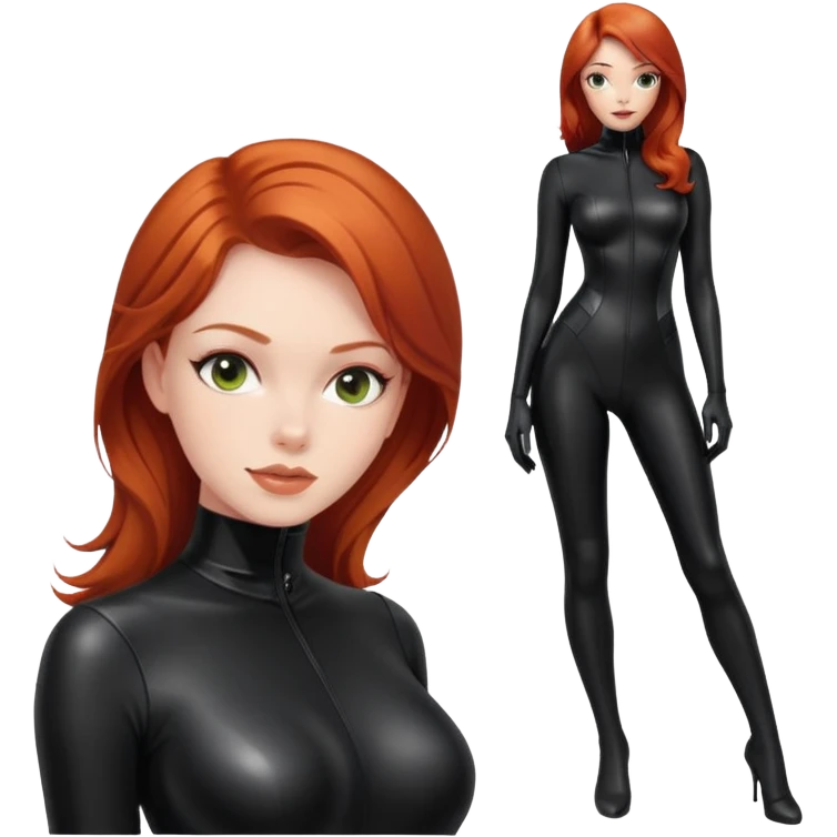 Redhead girl in black latex catsuit emoji