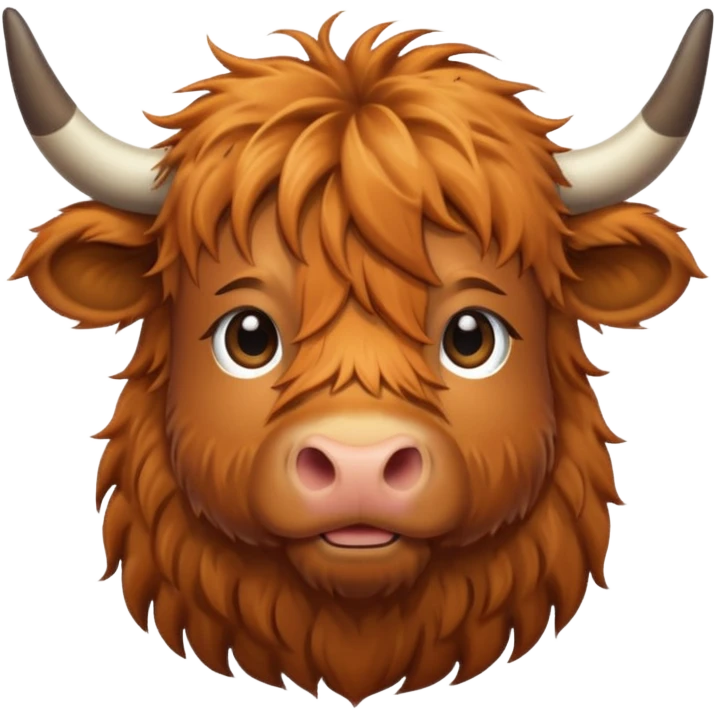 Fluffy, light brown highland cow emoji