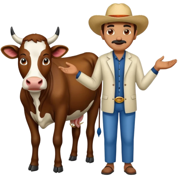 Indian man withh cow emoji