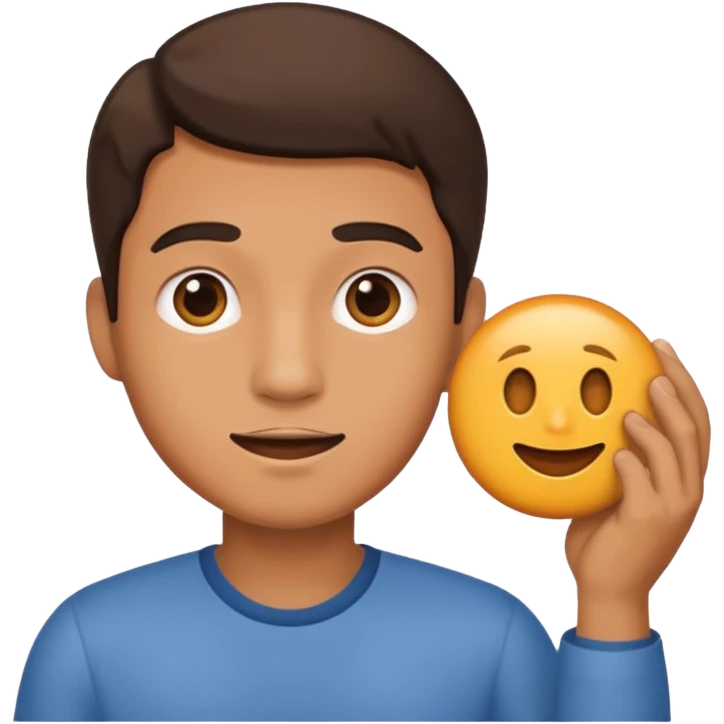Man holding duh emoji