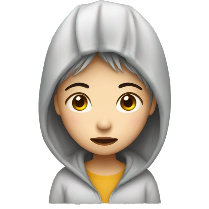 Asian girl with flu emoji