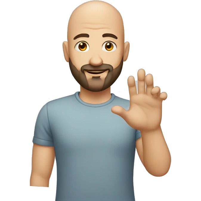 bald man with beard and tipping hand emoji