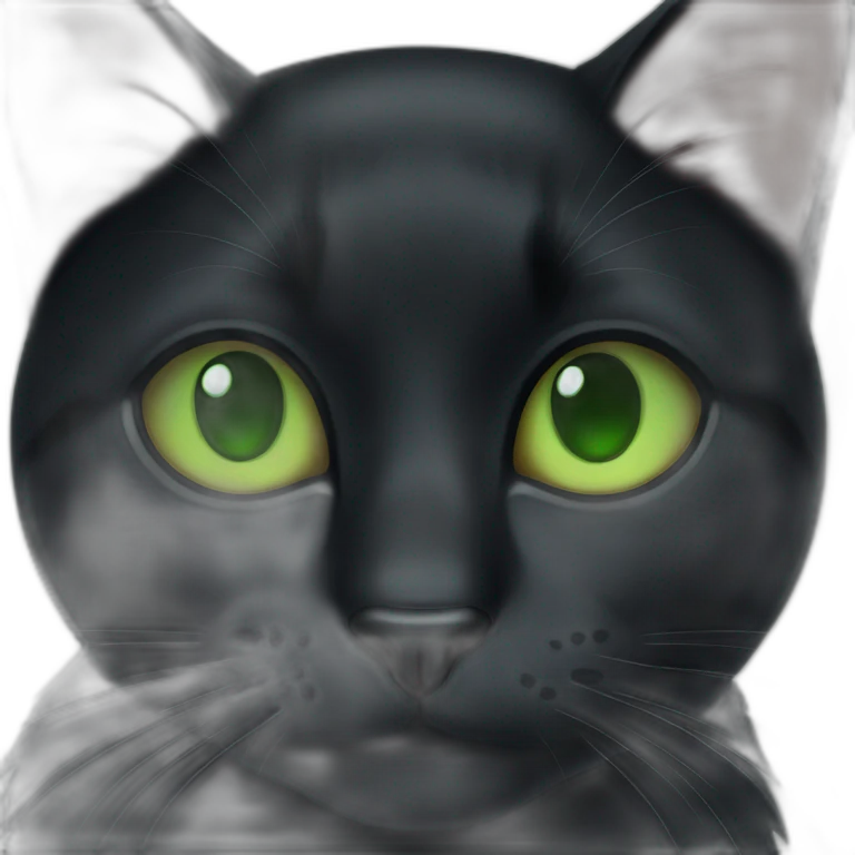 Black cat with green eyes emoji