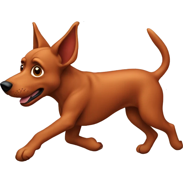 solid red dog with pointed ears running emoji