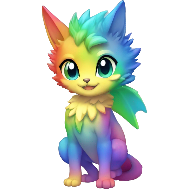 a anthro chibi-style rainbow-gradient-shiny gem-sparkle-Fakémon-hybrid full body emoji