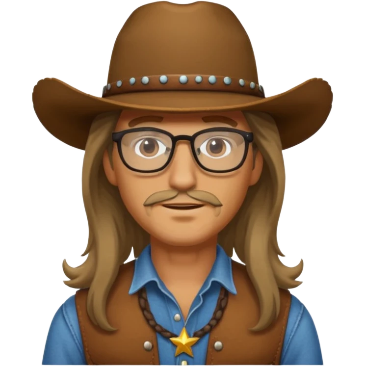 long hair cowboy with glasses emoji