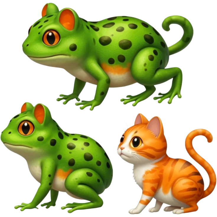 a frog walking a cat emoji