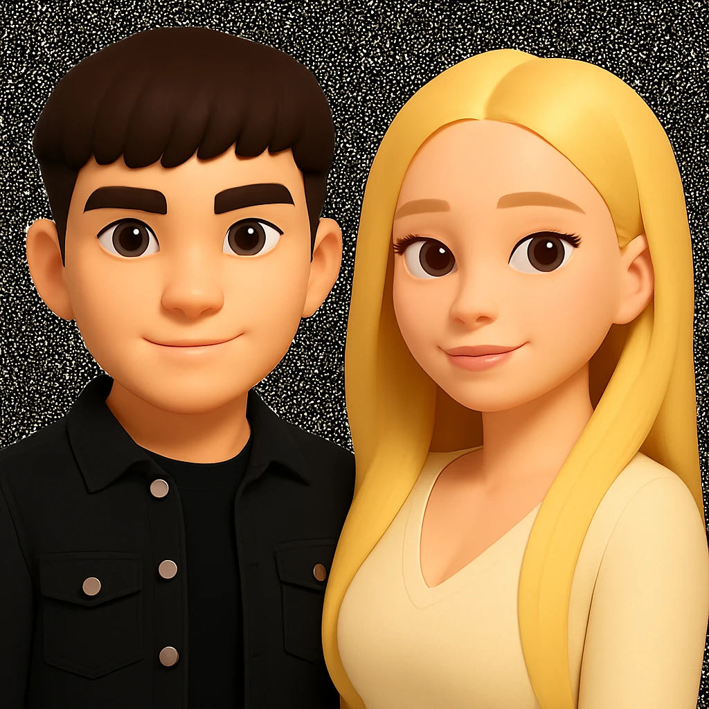 Slightly increase the volume of the upper body of the girl and shift her slightly to the right, maintaining the style of the image. emoji