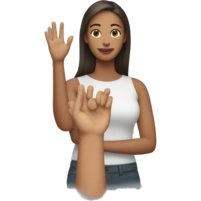 a woman holding her hand above her head emoji