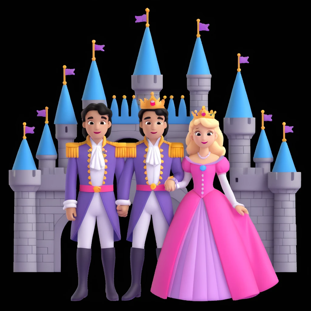 prince and princess disny dress close up photo in castle emoji