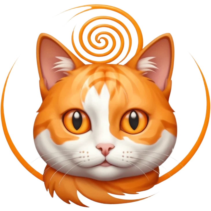 Cat with hypnosis swirl above its head emoji