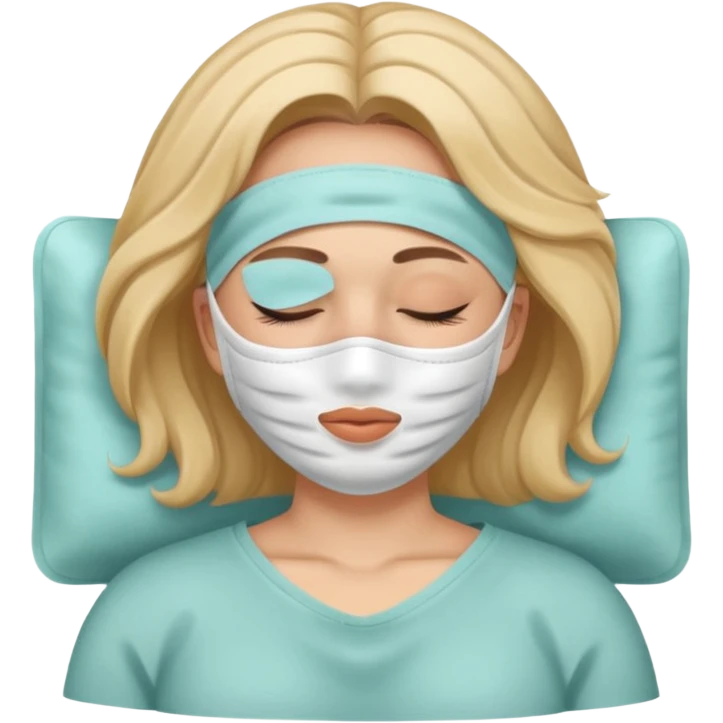 Lady with face mask spa beauty full face relaxing emoji