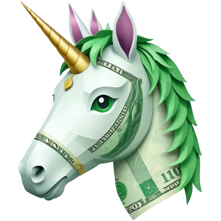 единорог полностью из купюр, no background emoji