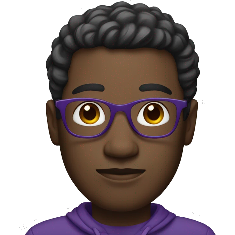 Man with glasses in purple hoodie white skin emoji