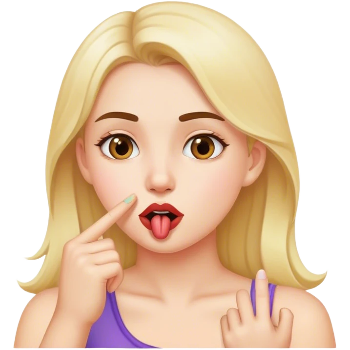 Girl with finger in mouth emoji