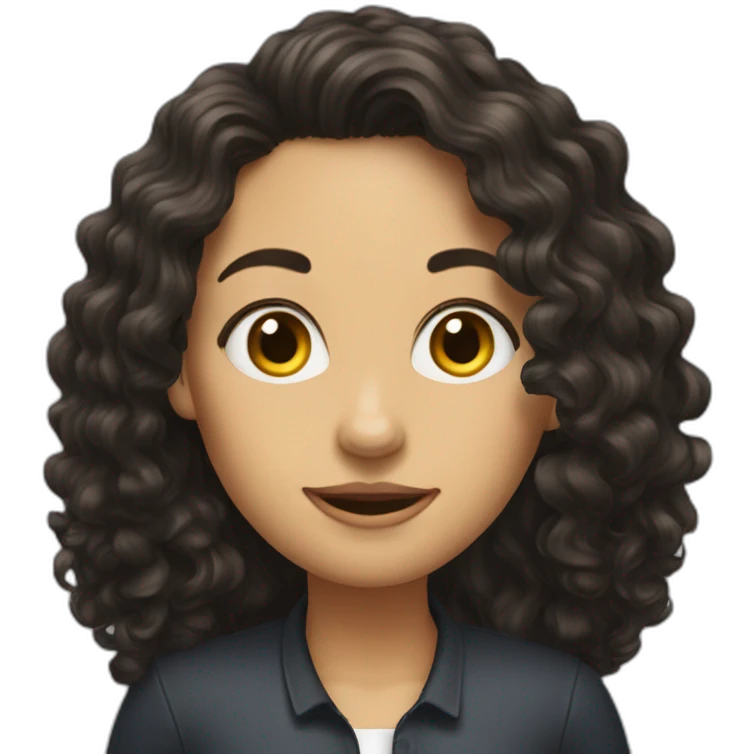 alyson our boss with long dark curly hair emoji