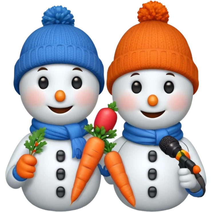 snowmen with microphone with winter cap emoji