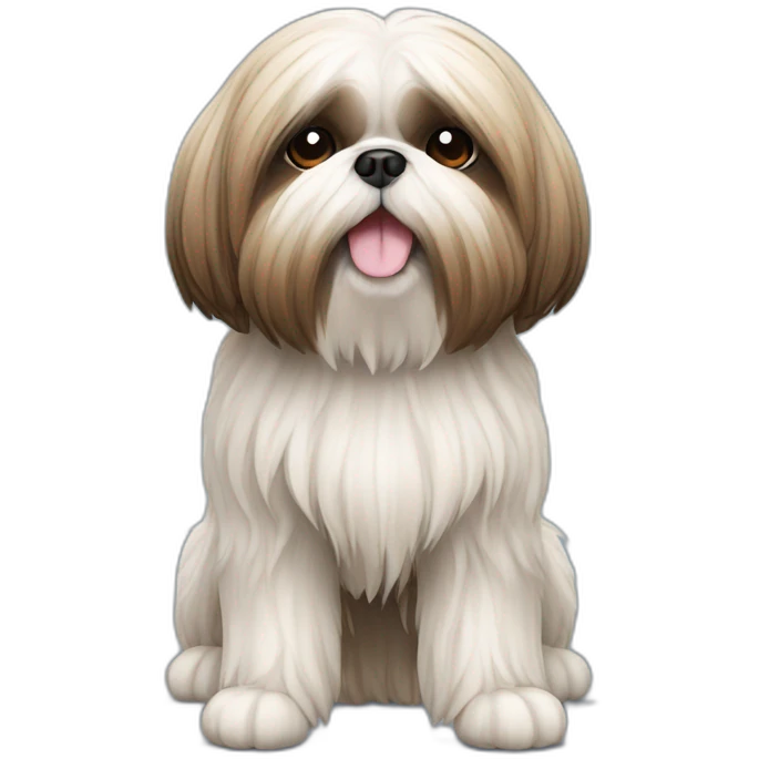 Dog Shih Tzu with long wool full-height stand up emoji