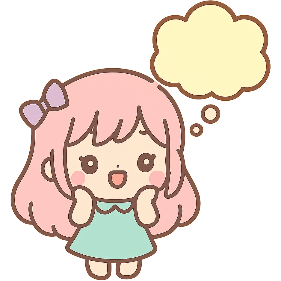 thought bubble, kawaii chibi anime style, flat pastel colors, thick outlines, simple cute features emoji