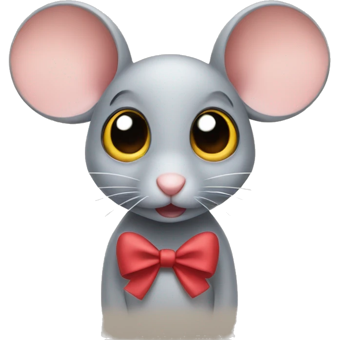 Mouse with big eyes and bows on its head emoji