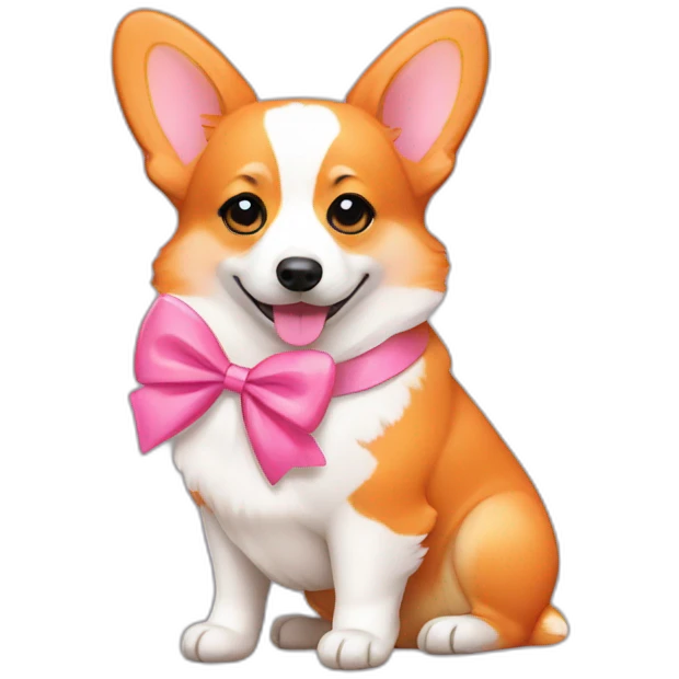 orange corgi with pink bow emoji