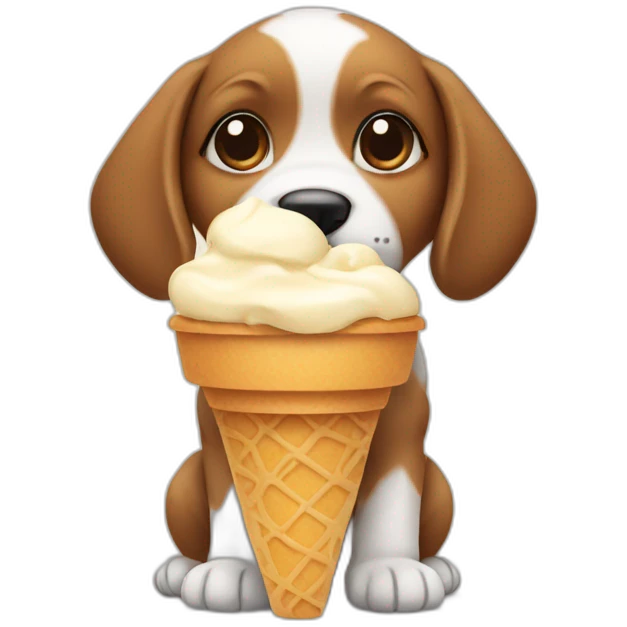 puppy with icecream emoji