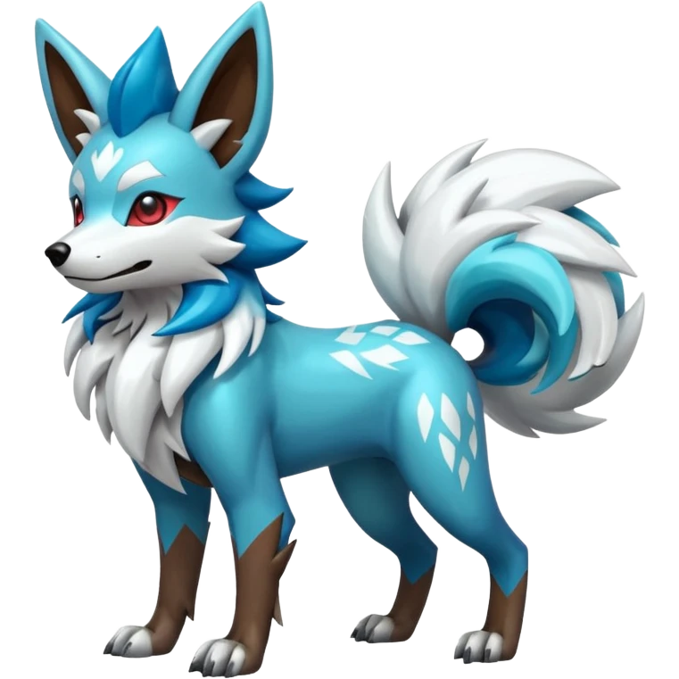 Colorful shiny cyan Zigzagoon-Lycanroc-Hybrid (Full body) emoji