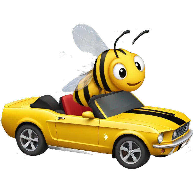 Bee in a red mustang car emoji