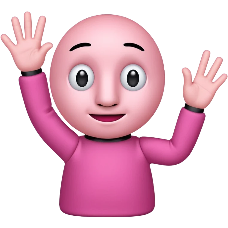 A pink puppet with no ears nose legs, and three fingers emoji