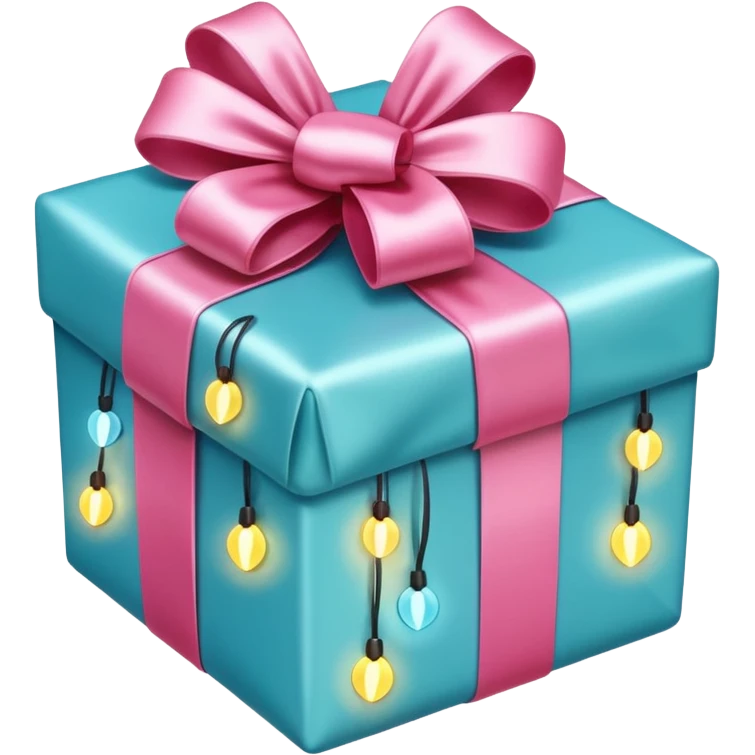 white and pink christmas present with Christmas lights emoji