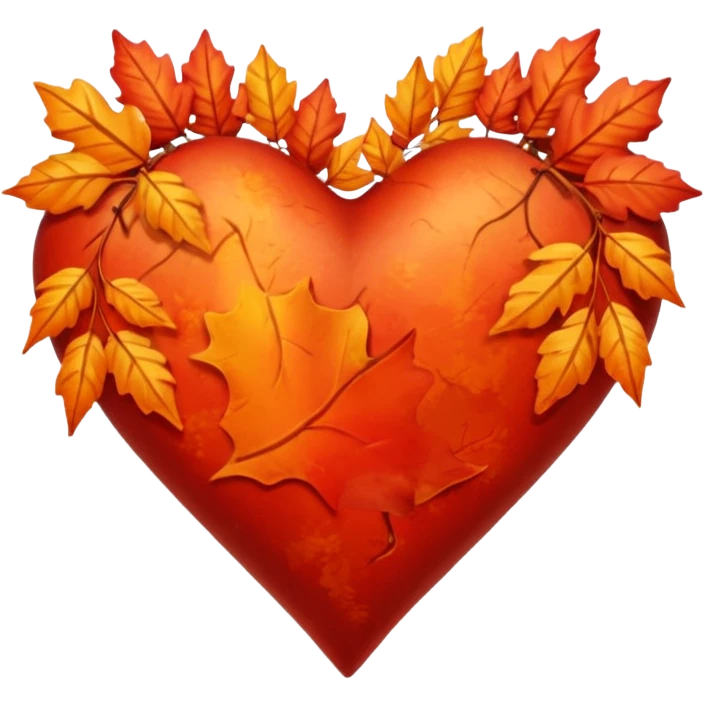 heart with autumn falling leaves emoji