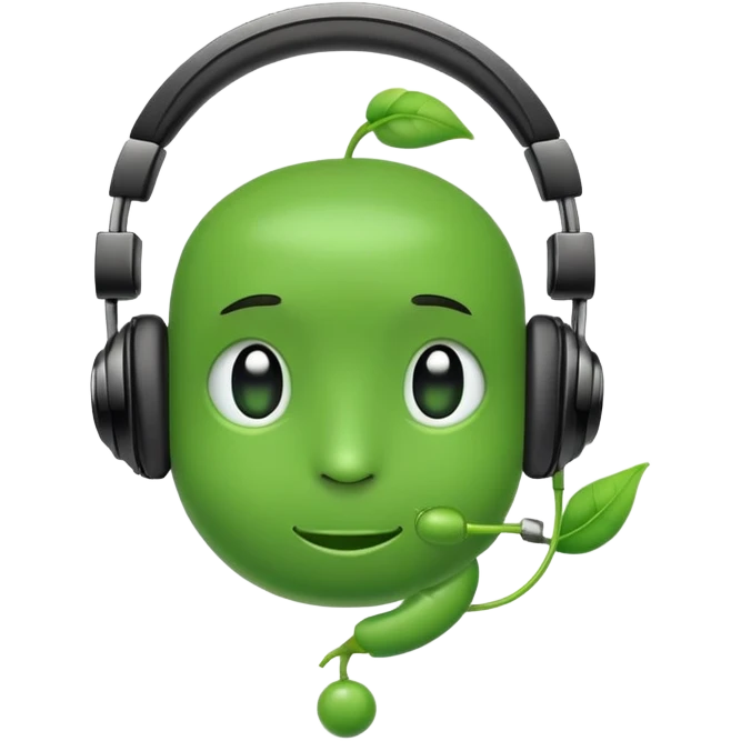 cool green pea with headphones emoji