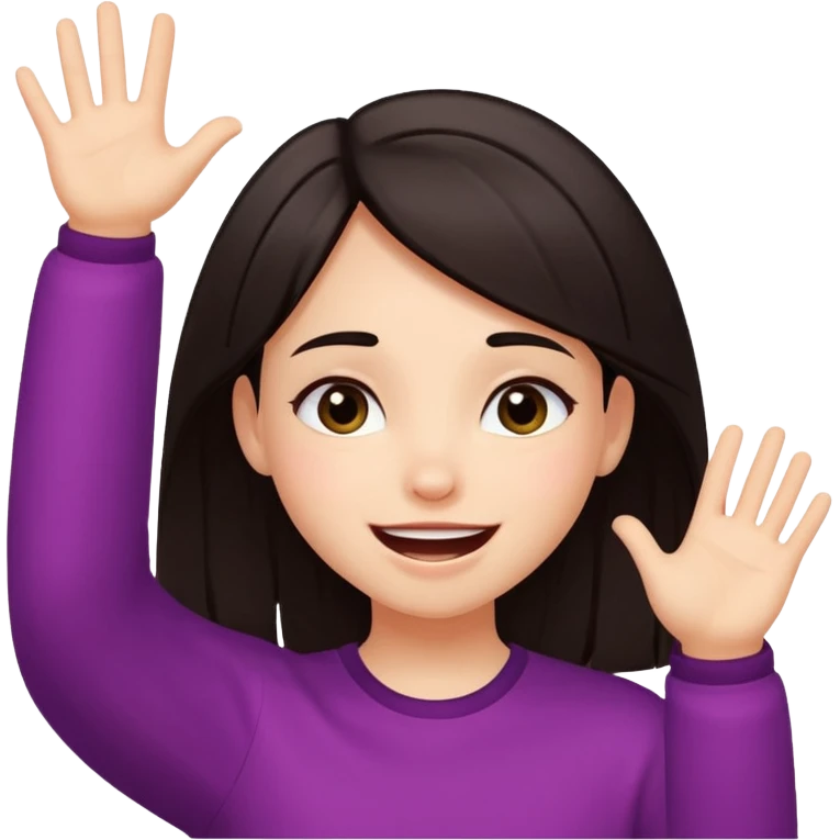 Girl with very long and straight dark hair saying "Yay!" (Happy expression) emoji
