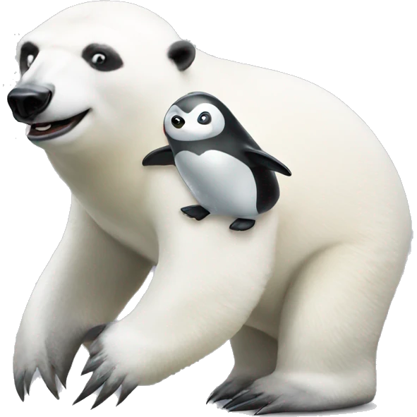 Penguin riding a polar bear  emoji