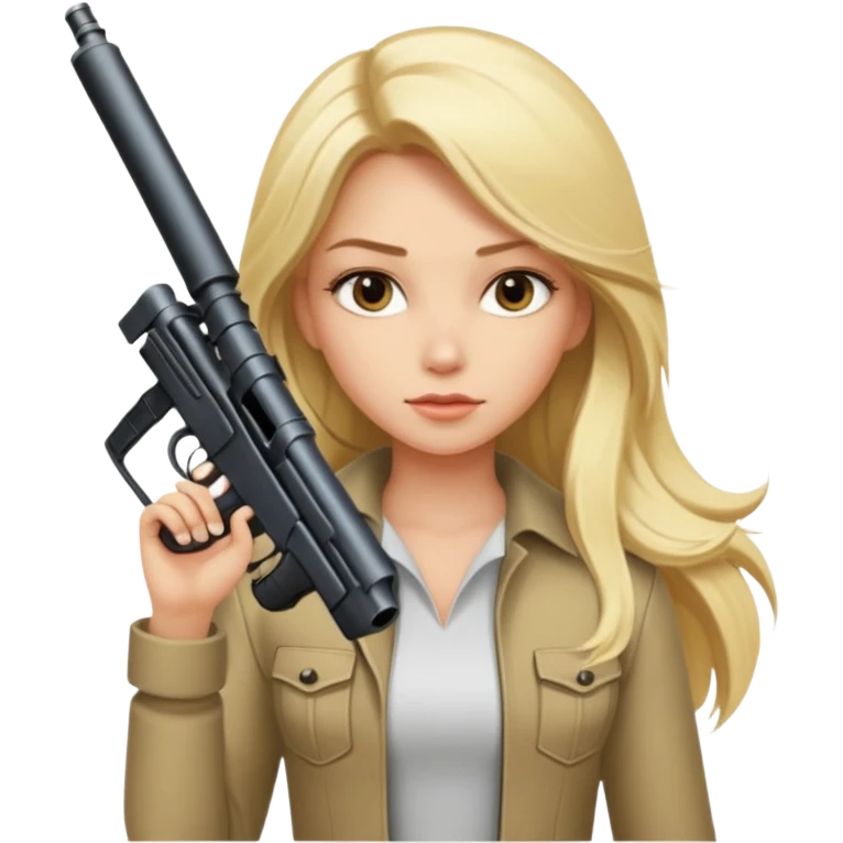 Beautiful blonde Long Hair Gangsta girl with a big gun emoji