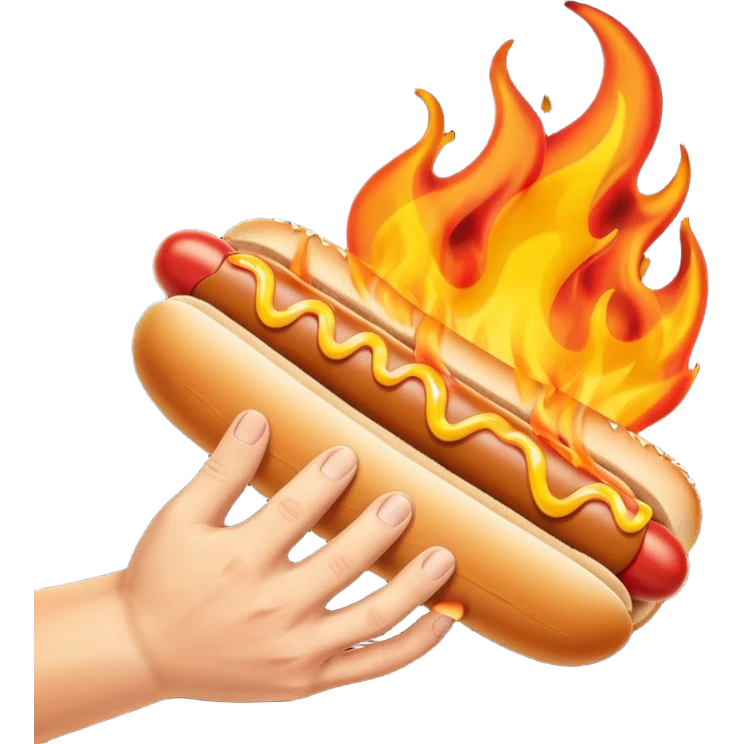 Hand Holding a Flaming Hotdog emoji