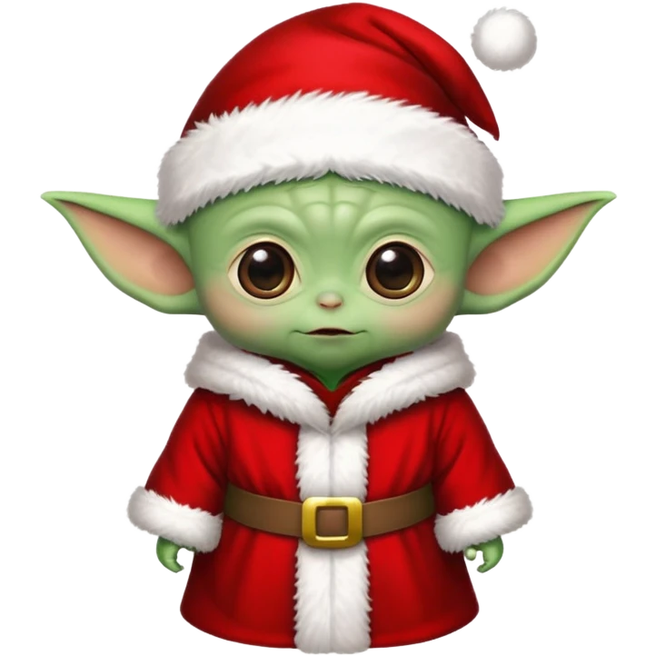 Baby Yoda wearing Santa Claus outfit emoji