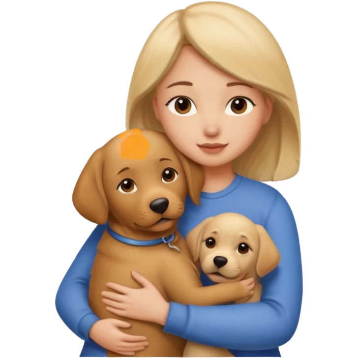 Girl hugging Labrador  emoji