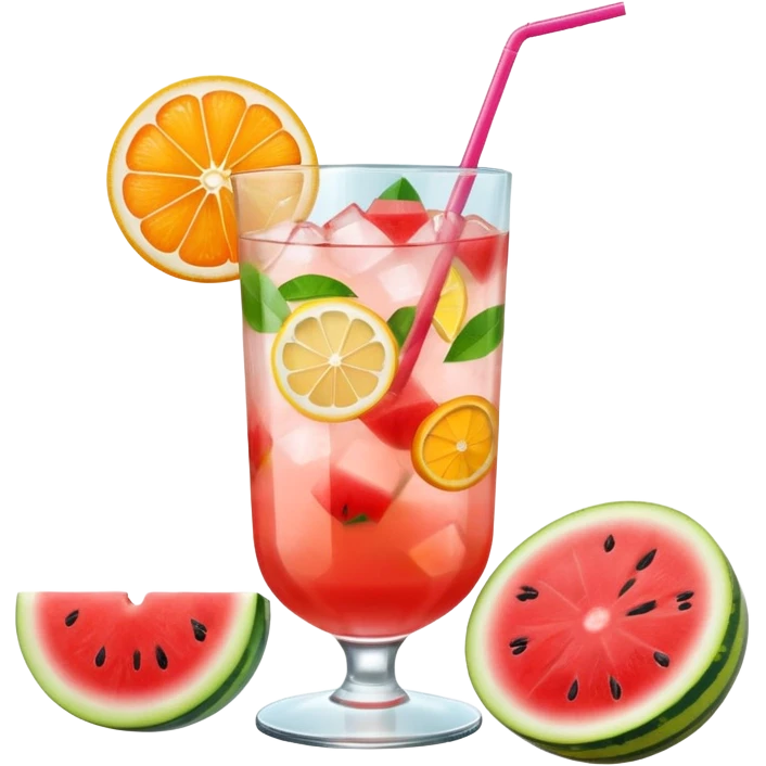 summer cocktail with lemon, watermelon, orange emoji