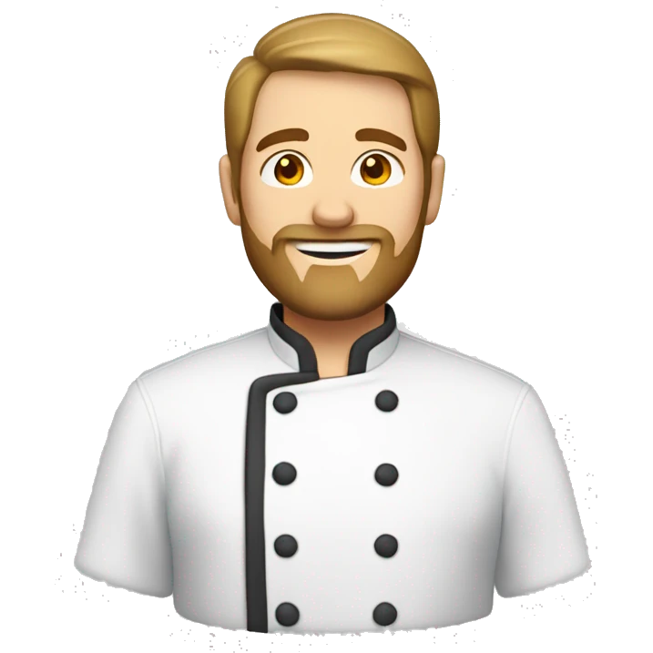 White Man with Short Brown Beard and wearing Chef Attire emoji