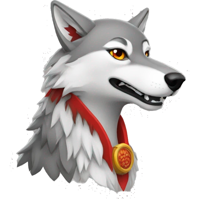 Female Wolf with 9 fire red tails emoji